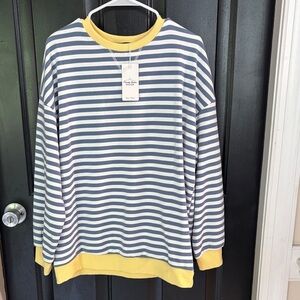 NWT Striped Blue & Yellow pullover size medium
